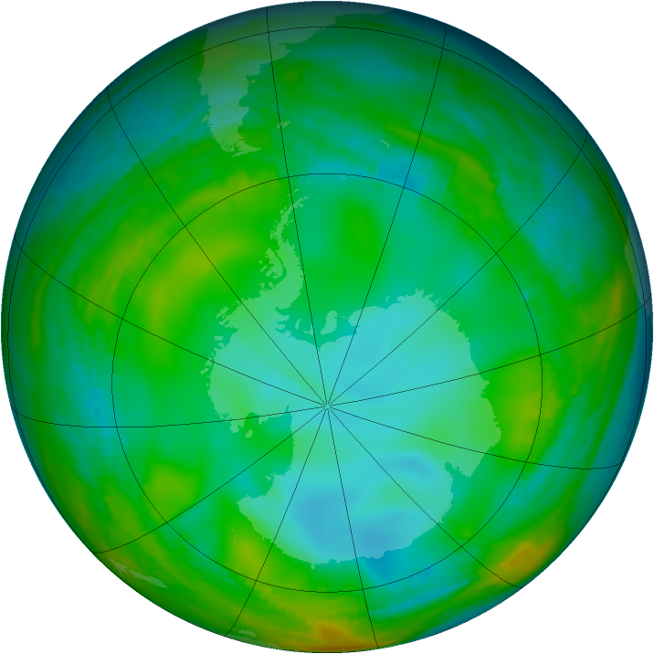 Antarctic ozone map for 21 June 1981